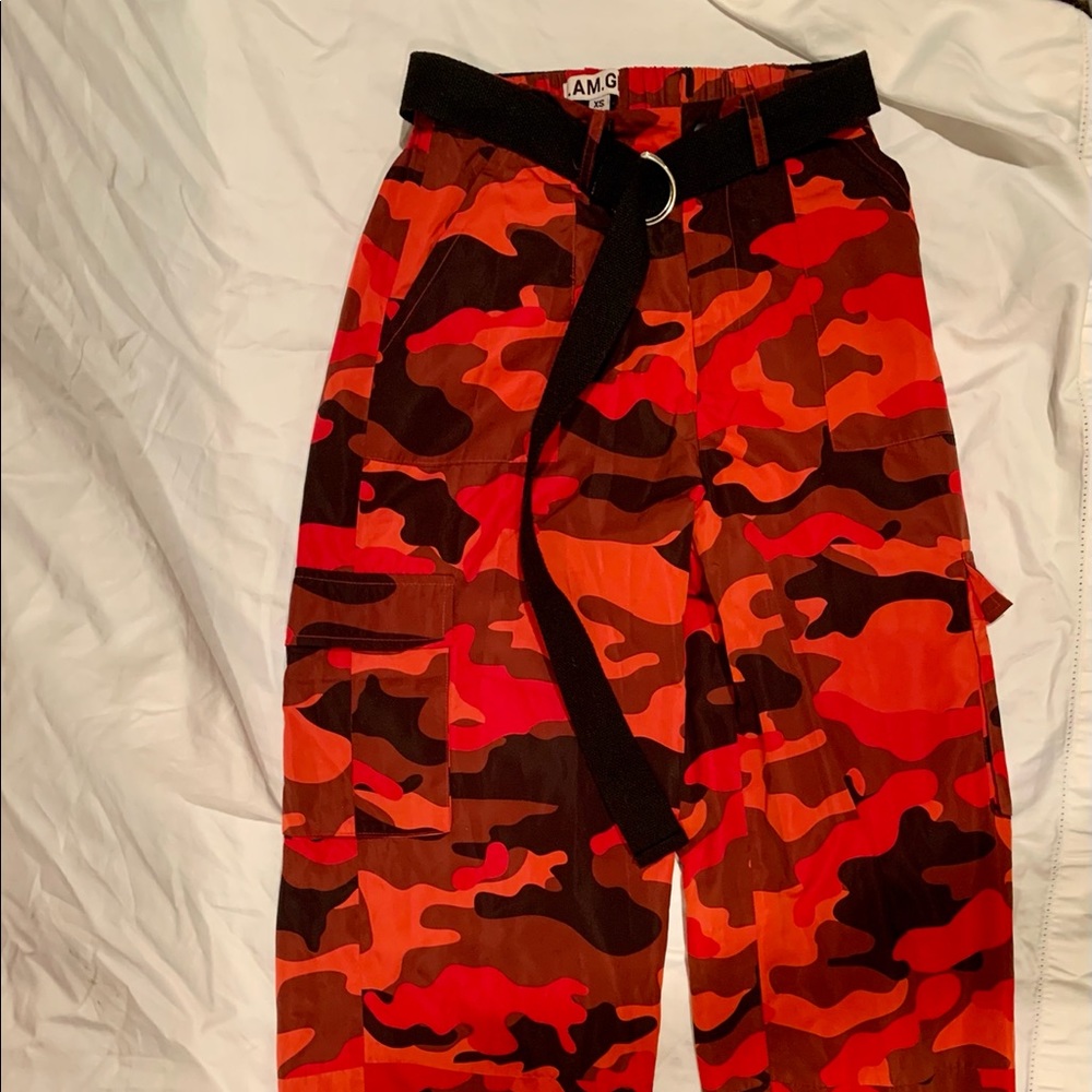I AM GIA RED ARMY CARGO PANT